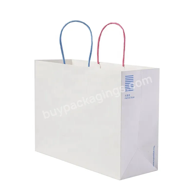 Good Paper Shopping Packaging Art Paper Bag With Glossy Gold Logo And Rope Handle For Shoes And Clothing