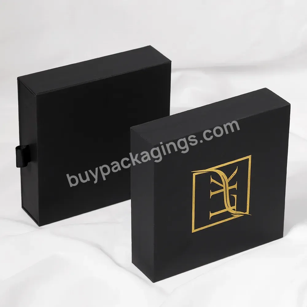 Good Price Drawer Cardboard Jewelry Box Black Square Package Necklace Bracelet Storage Carton Custom Packaging Box