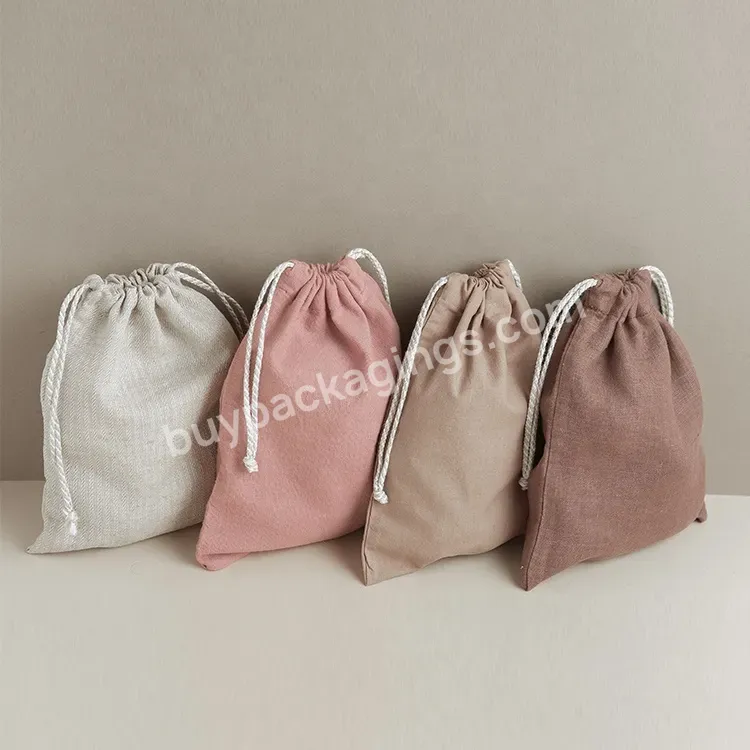 Good Quality Custom Logo Portable Reusable Printed Gift Canvas Cotton Double String Handbag Dust Drawstring Bag