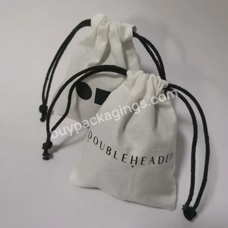 Good Quality Custom Logo Portable Reusable Printed Gift Canvas Cotton Double String Handbag Dust Drawstring Bag