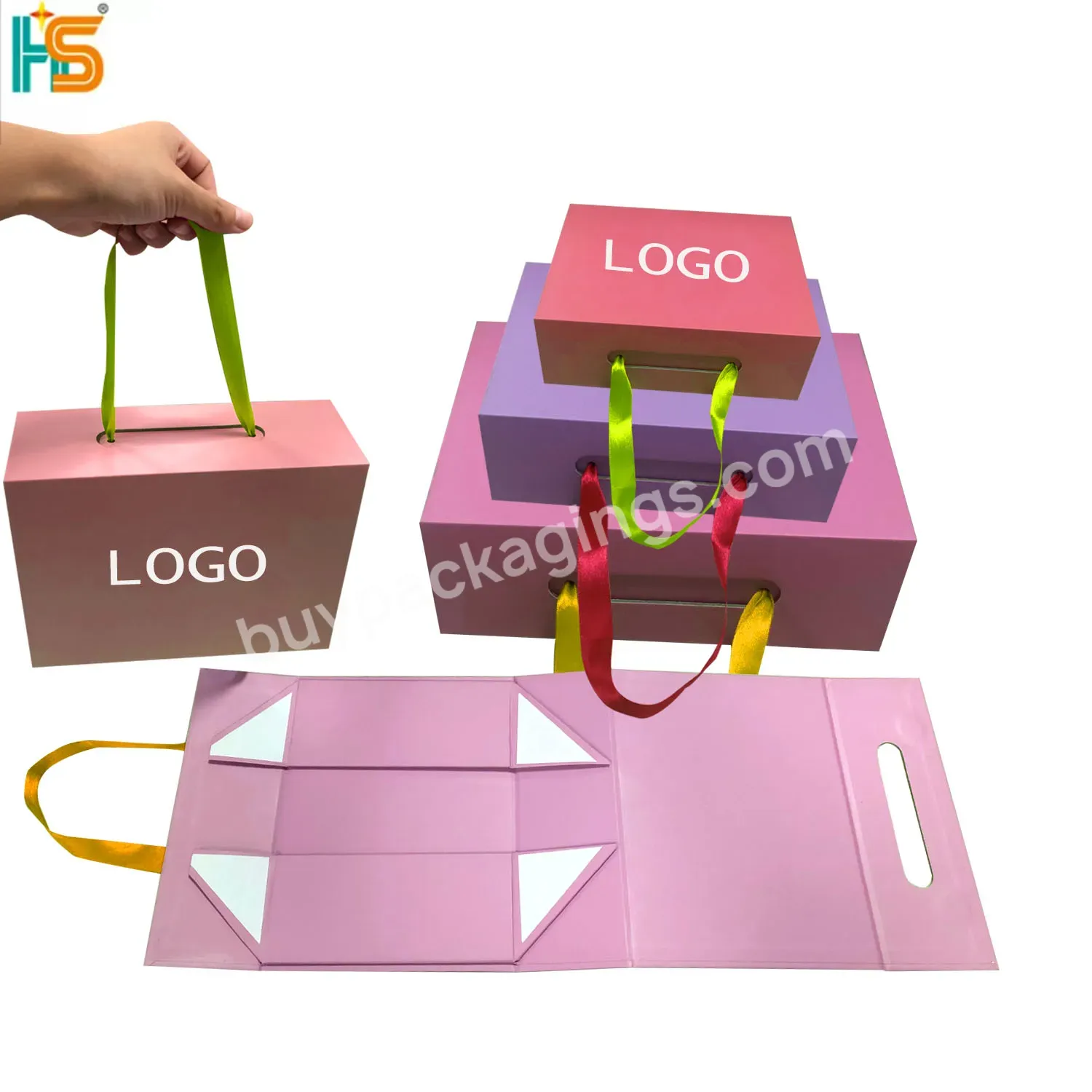 Good Quality Factory Directly Pink Luxury Custom Printing Matt Cardboard Magnetic Paper Bag Gift Box For Baby Clothes Packaging