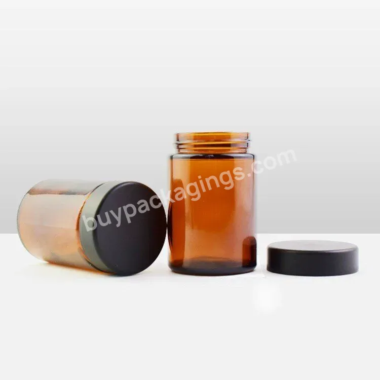 Good Quality Machines Make 1oz 2oz 3oz 4oz 5oz 6oz 10oz 50ml Natural Amber Glass Cream Jar Cosmetic Jars With Sealed Black Lid