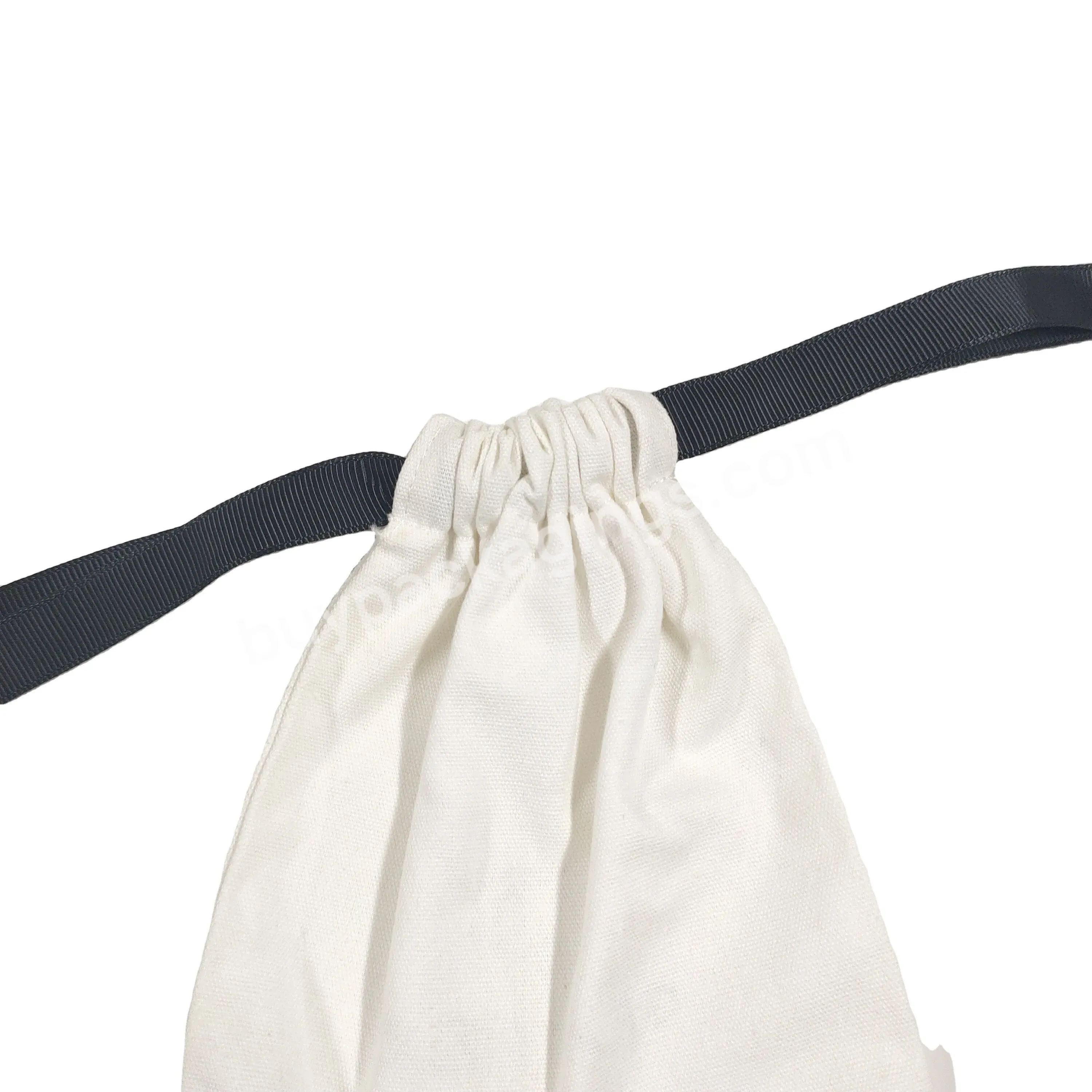 Good Quality Reusable Printed Gift Canvas Cotton Double String Handbag Custom Logo Dust Drawstring