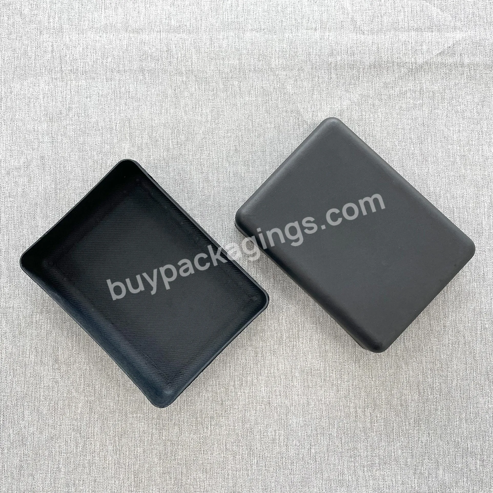 Good Sale Wet Press Black Foil Stamping Sugarcane Fancy Tea Gift Paper Molded Pulp Box Packaging With Lid And Base