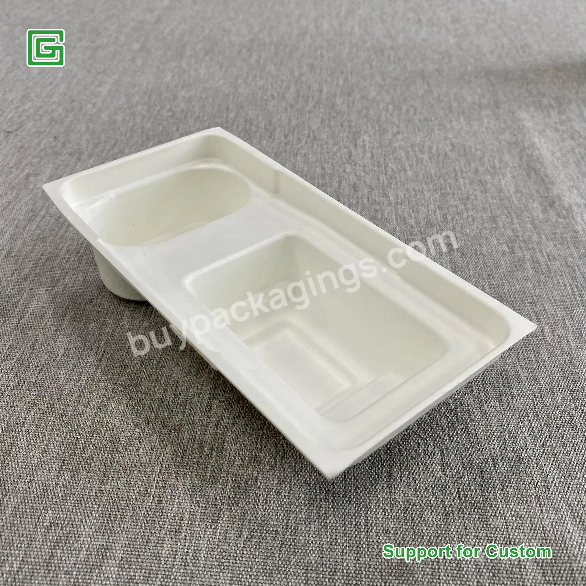 Good Selling Wet Press Embossing Foil Stamping Bamboo Fiber Material Paper Packaging Inner Tray