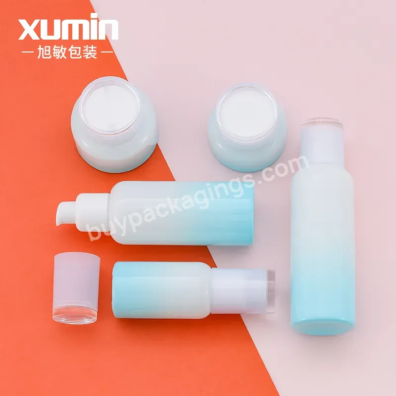 Gradient Blue Cosmetic Glass Bottle Supplier Wholesale Luxury Glass Bottle Set 30g 50g 40ml 100ml 120ml Cosmetic Bottle With Lid