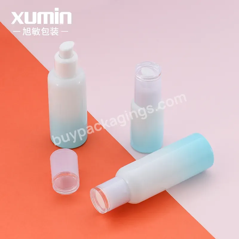 Gradient Blue Cosmetic Glass Bottle Supplier Wholesale Luxury Glass Bottle Set 30g 50g 40ml 100ml 120ml Cosmetic Bottle With Lid