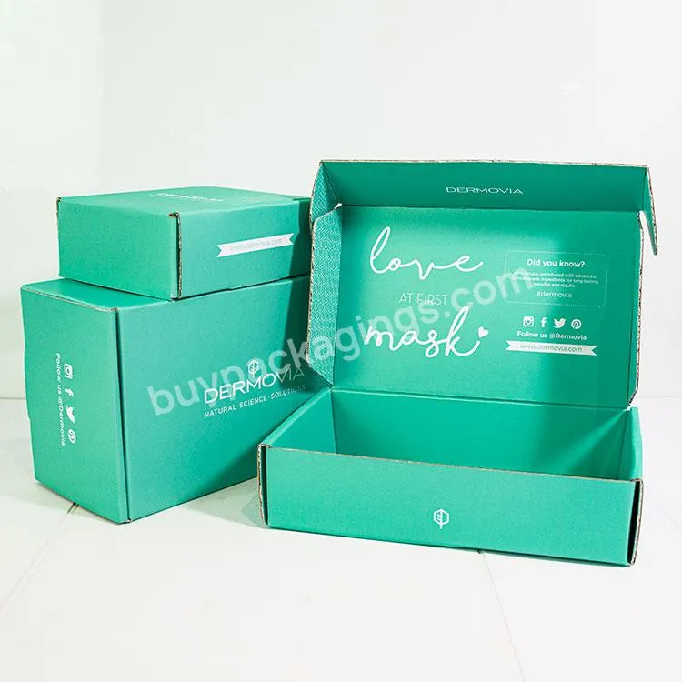 Green Blank Mailer Boxes Turquoise Product Eco-friendly Mailer Boxes Custom Logo Biodegradable Packing Products Box