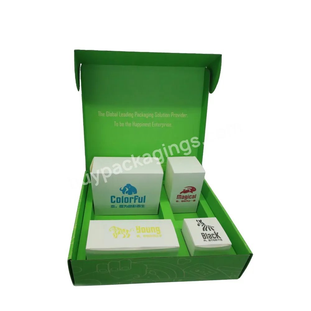 Green Custom Printed Design Roll End Mailing Box Folding Corrugated Cardboard Packaging