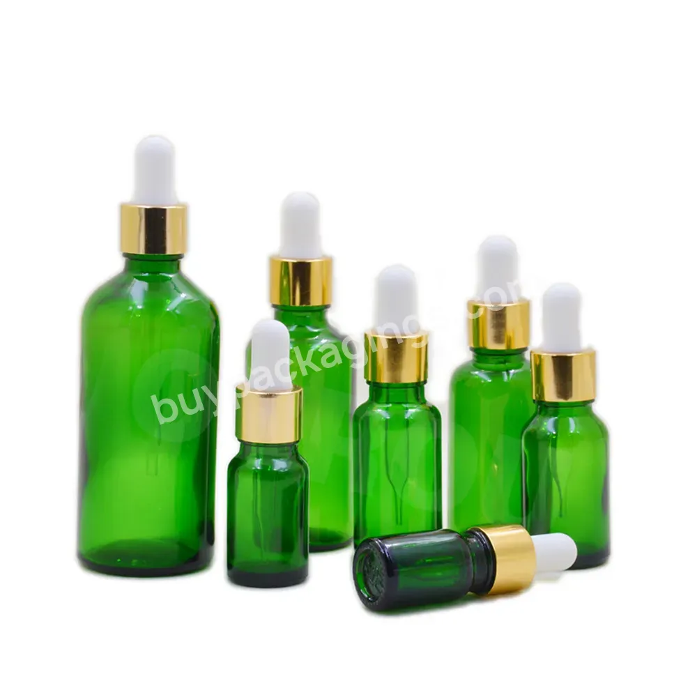 Green Dropper Glass Bottle 10ml 20ml 30ml 50ml 100ml Cosmetic Glass Bottle For Perfume Liquid Oil Bottles