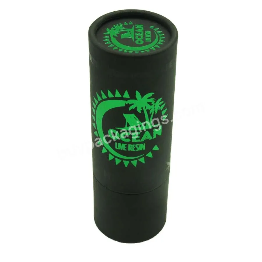 green foil logo live resin bottle jar olive round packaging full black cardboard paper tube