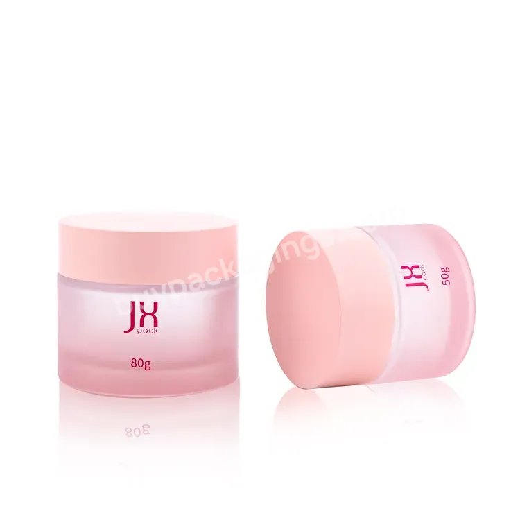 Green Glass Skincare Cream Jar Round Shape Cosmetic Jar With Pink Cap - Buy Cream Jar,Skincare Cream Jar,Cosmetic Jar.