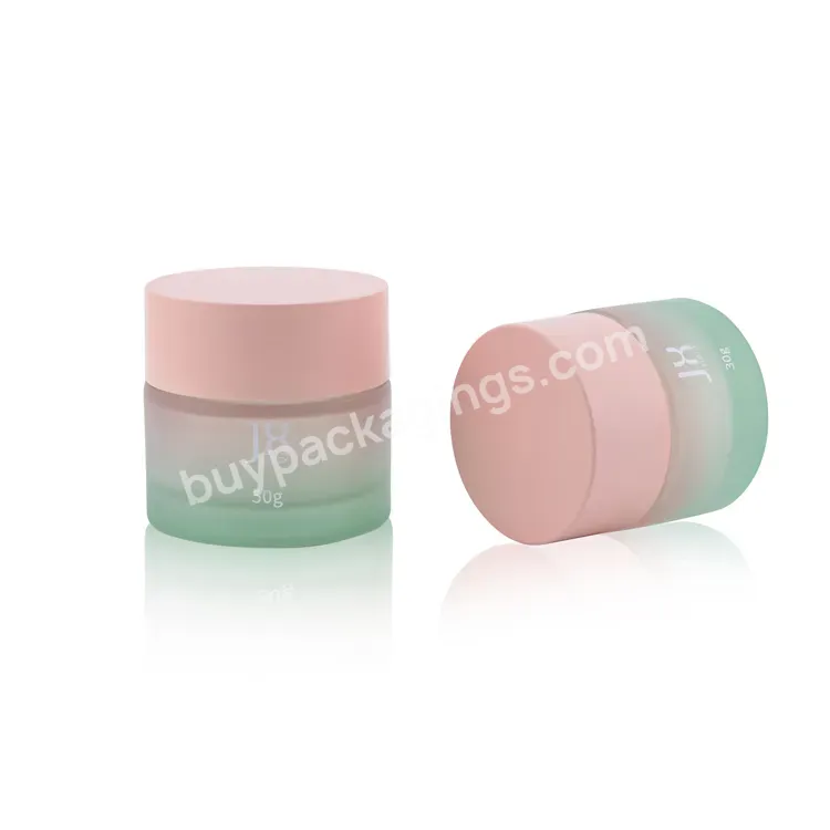 Green Glass Skincare Cream Jar Round Shape Cosmetic Jar With Pink Cap - Buy Cream Jar,Skincare Cream Jar,Cosmetic Jar.