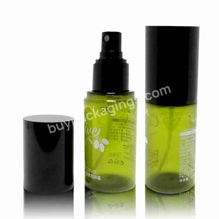 Green Pet 75ml Alcohol Perfume Toner Cosmetic Makeup Lotuid Packaging Black Cap Mist Spray Bottle