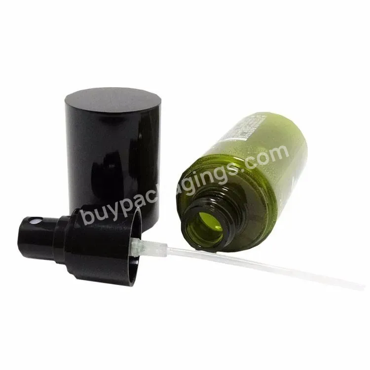 Green Pet 75ml Alcohol Perfume Toner Cosmetic Makeup Lotuid Packaging Black Cap Mist Spray Bottle