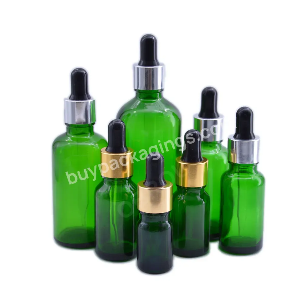 Green Pipette Bottle Essential Oil Glass Bottle 10ml 30ml Perfume Glass Bottle With Dropper Wholesale