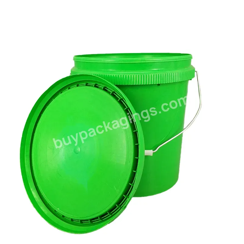 Green Plastic Bucket With Metal Handle 20l Colorful Pail Custom Print