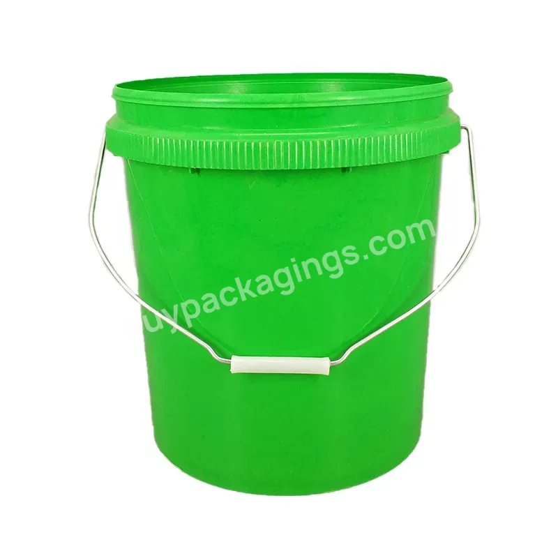 Green Plastic Bucket With Metal Handle 20l Colorful Pail Custom Print