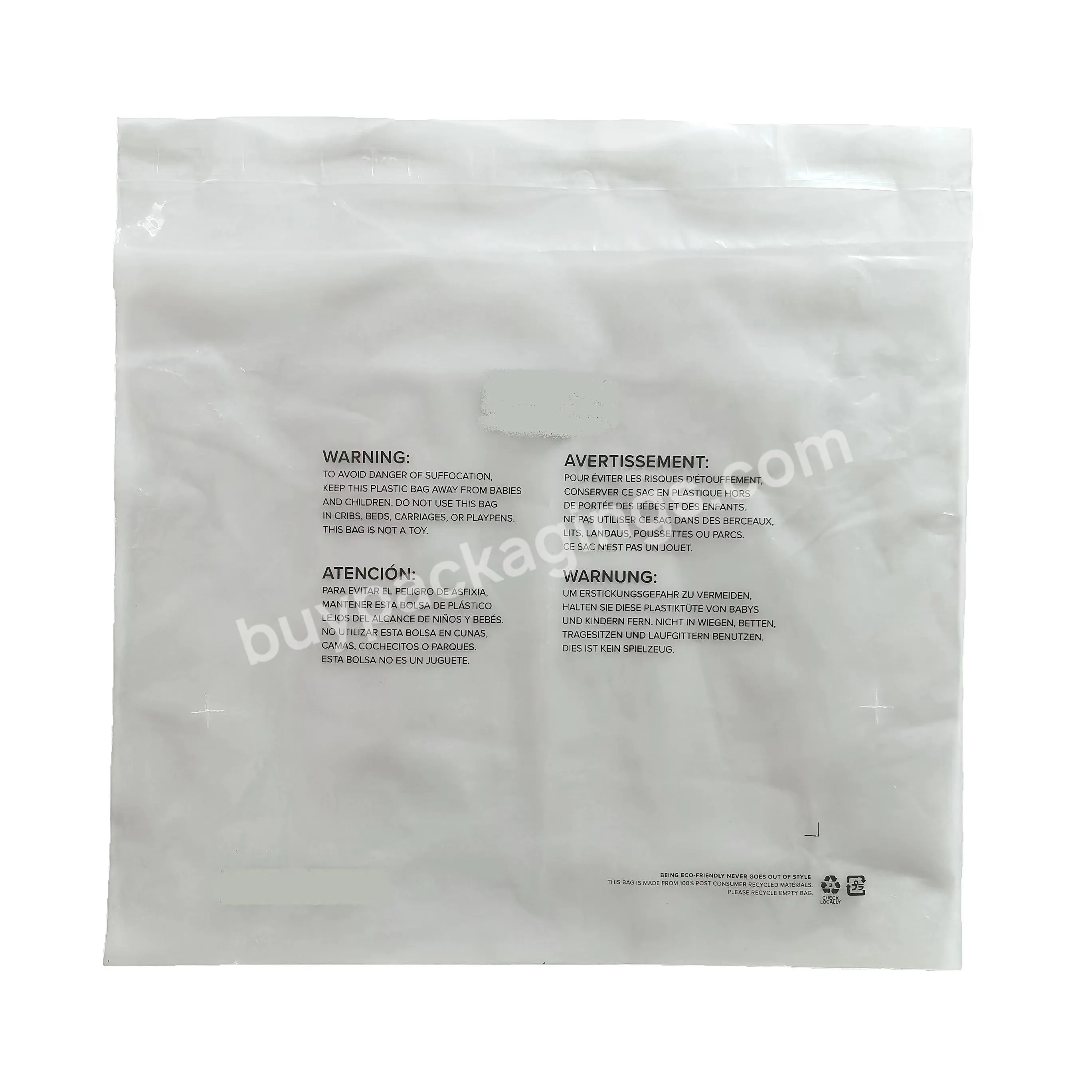 GRS Certificate Transparent 100% recycled LDPE  Eco-Friendly Clothing Disposable Plastic Packaging Biodegradable Bag Custom