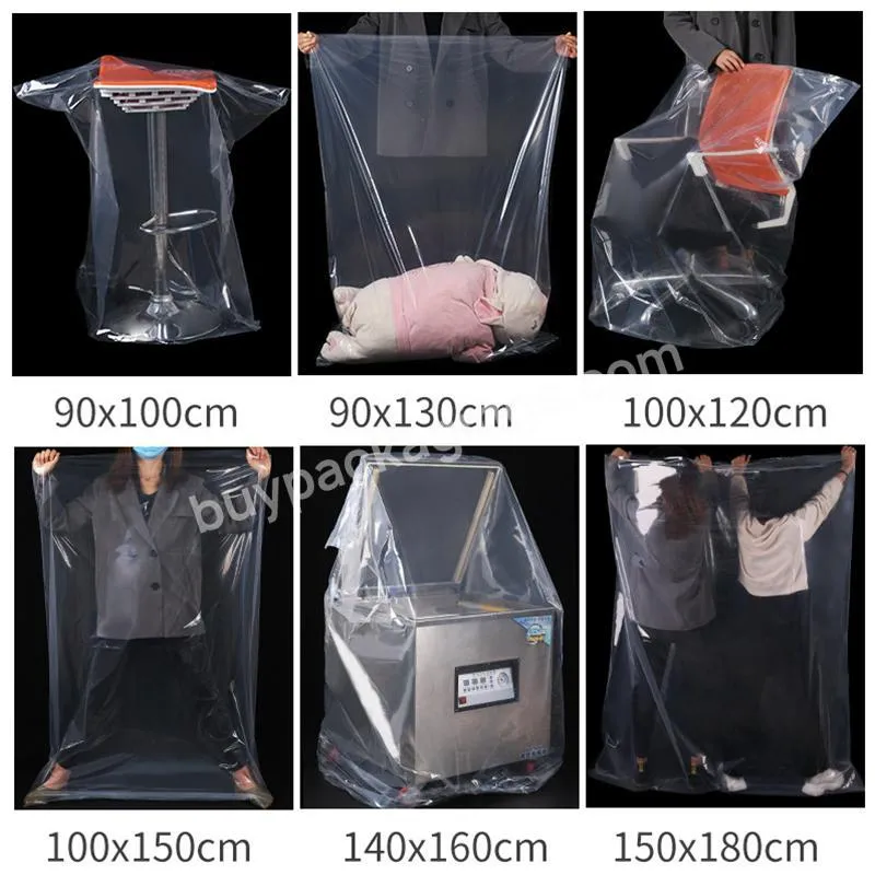 GRS Certified Large Big Size Plastic LDPE Flat Poly Bags Transparent Waterproof Dust Cover Flat Pocket Mattress Clear PE Bag