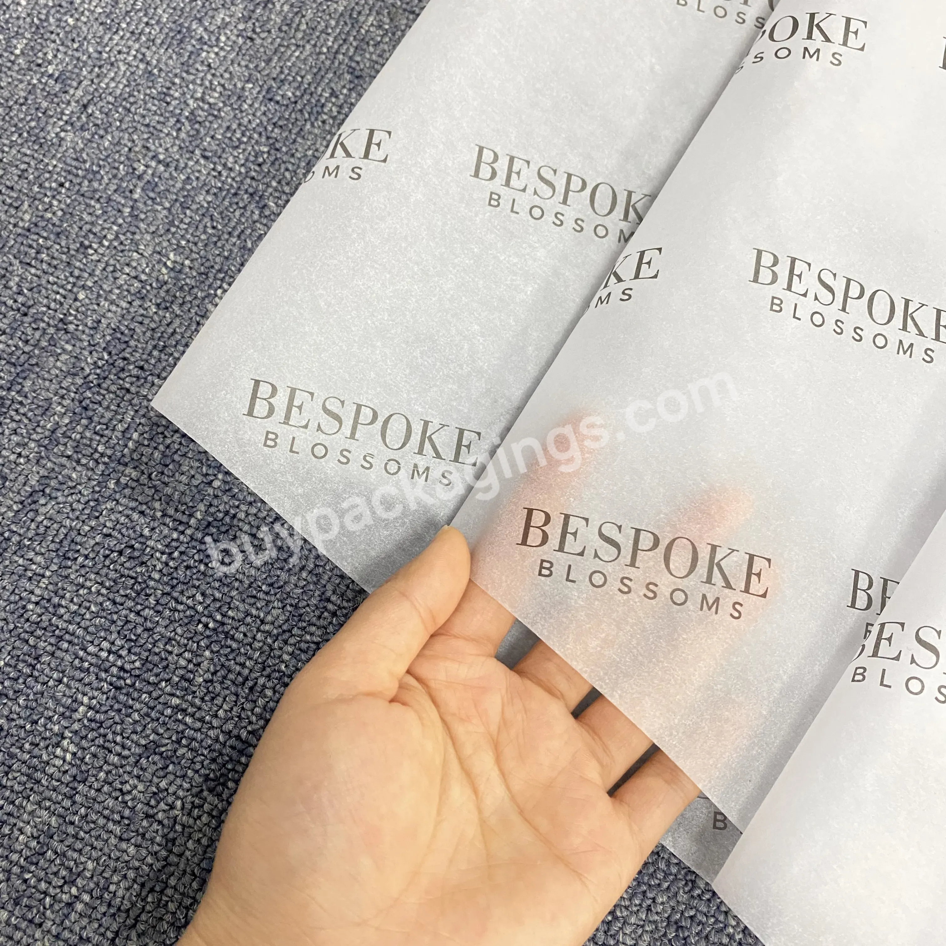 Guangdong Wholesale Translucent Thin Food Paper Custom Size Logo Print 50*70cm Wrapping Tissue Paper Recyclable Tissue