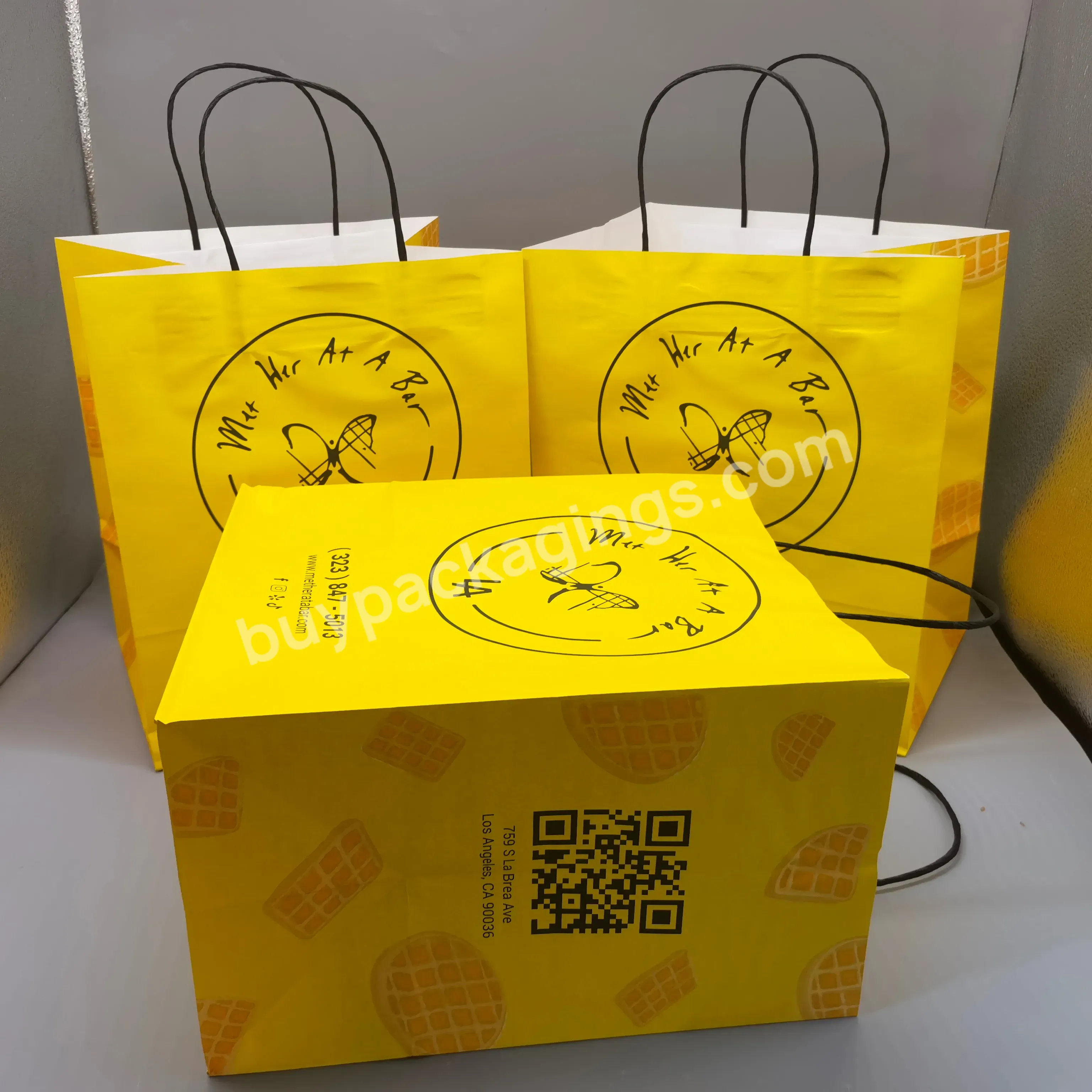 Guangzhou Paper Bag Supplier Full Color Print Pizza Packing Paper Bag With Logo Shopping Paper Bag For Boutique