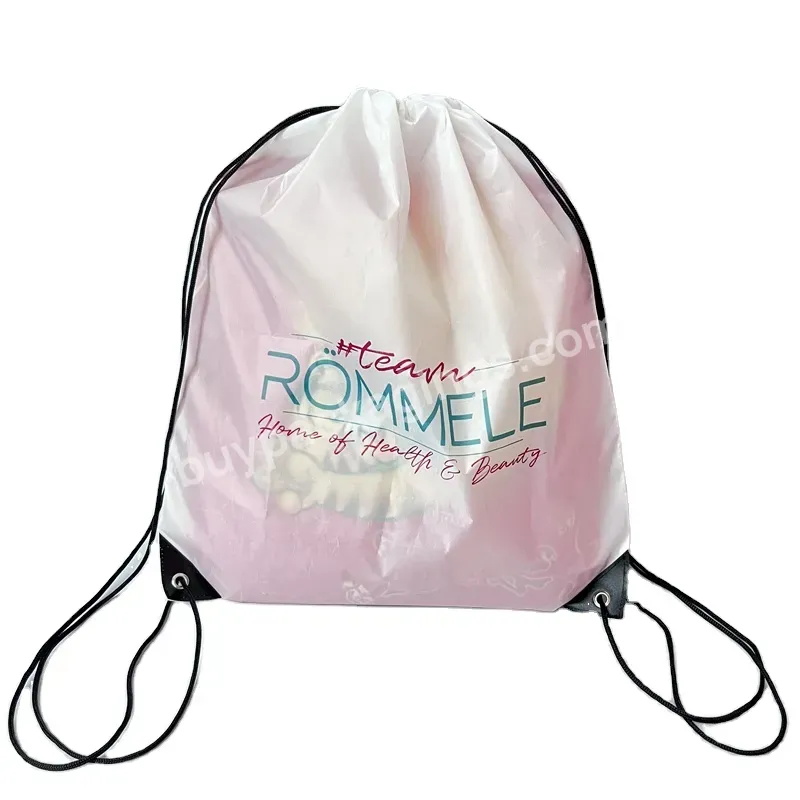 Guangzhou Wholesale Drawstring Bags White Waterproof Sports Gym Backpack Polyester Pull String Bags With Logo