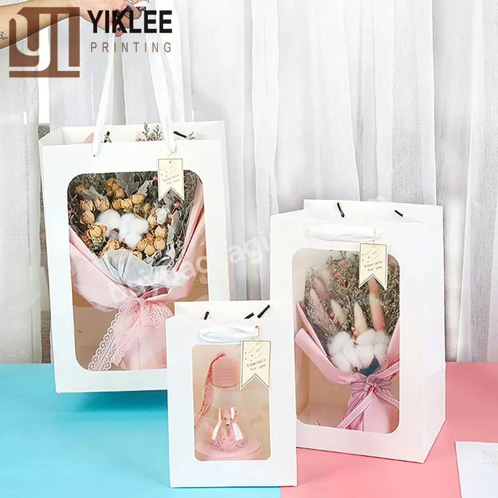 Guests Party Gift Distribution Bag Translucent Flower Packing Bag Wedding Favors Paper Gift Bag With Window Simple Candy Box