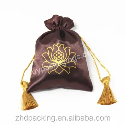 Hair Bags Custom Logo Packaging Luxury Garment Large Extra Shoe Dust Bag Satin With Tassel