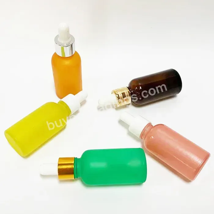 Hair Oil Bottles 30ml 1 Oz Hair Oil Matte Pink Nude Orange Cosmetic Glass Bottle With Gold Dropper Cap