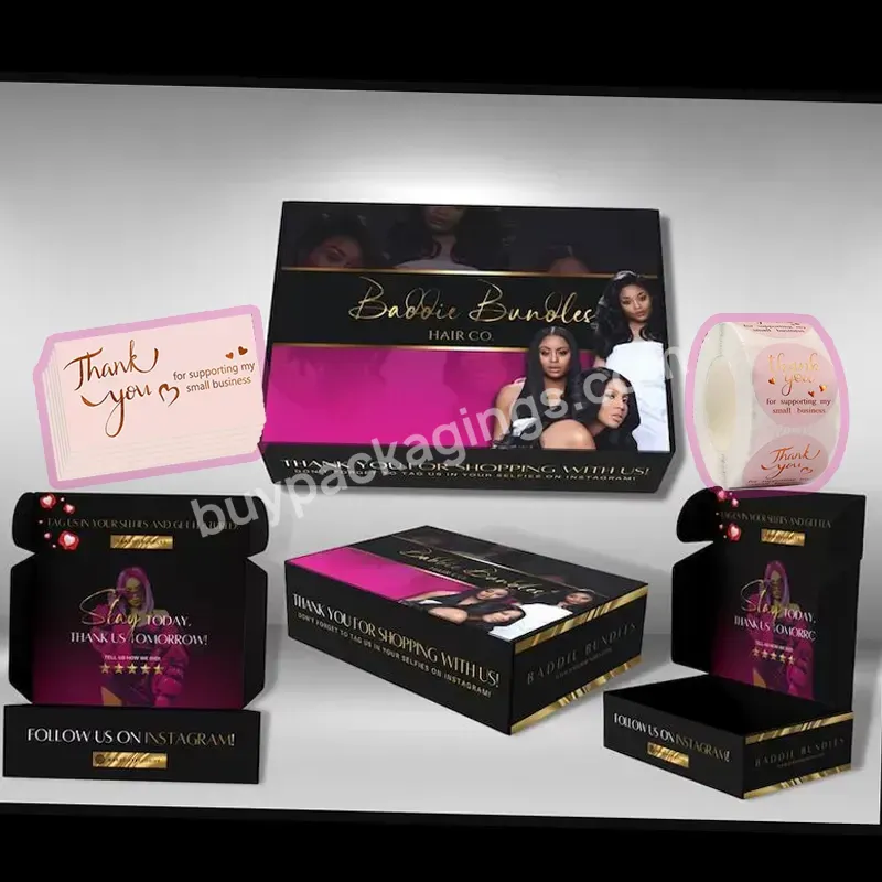 Hair Packaging Custom Luxury All Over Printed Gift Hair Box With Card Sticker Private Logo Hair Bundles Packaging And Gift Box