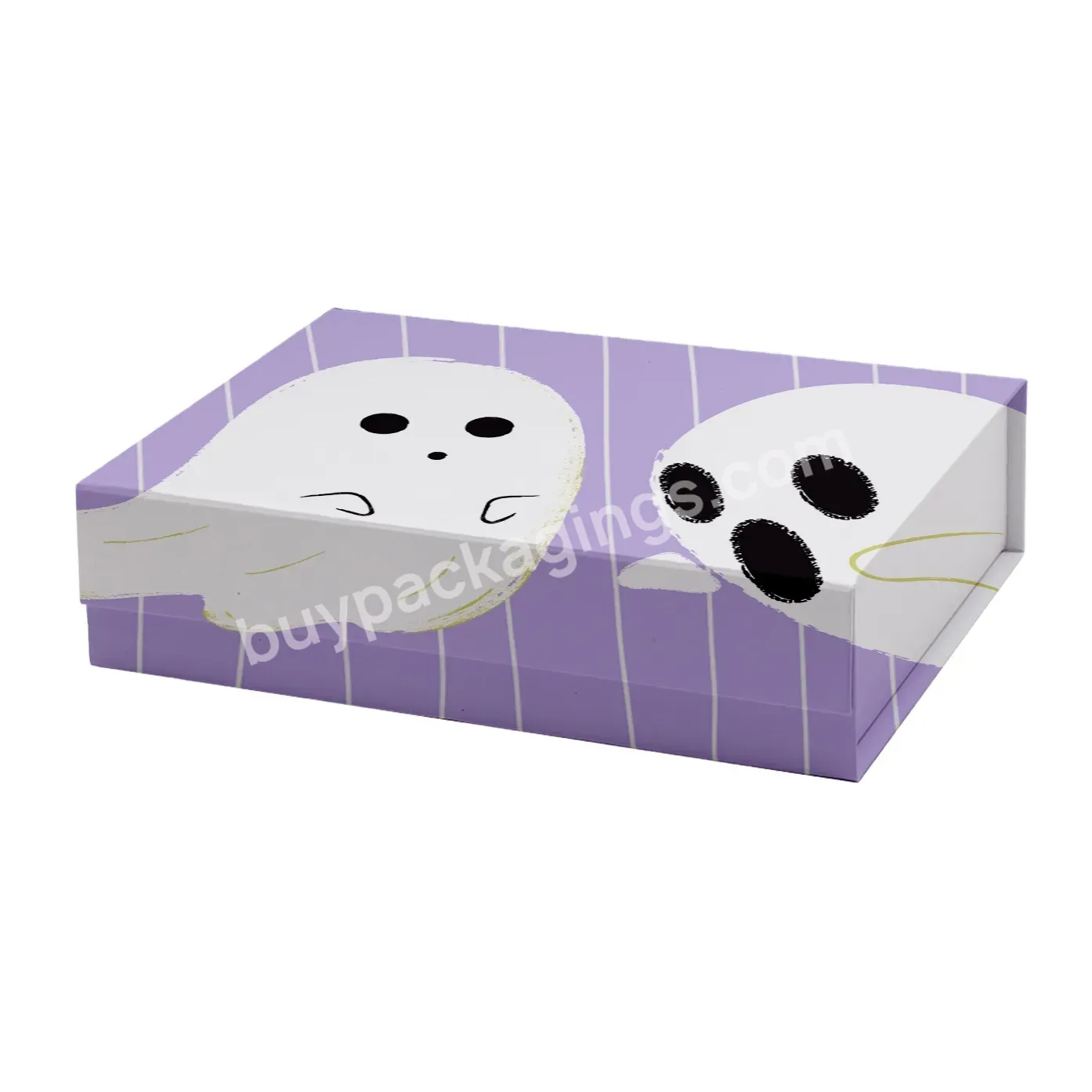 Halloween Full Color Printing Creative Paper Valentine Wholesale Paper Gift White Magnetic Gift Box With Ribbon