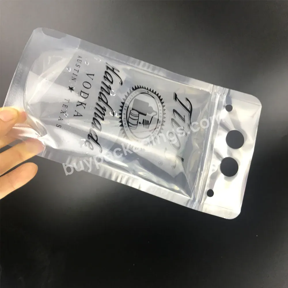 Hand Held Large Capacity Eco-friendly Resealable Straw Plastic Clear Custom Stand Up Zip Lock Pouch For Coffee Packaging Bag