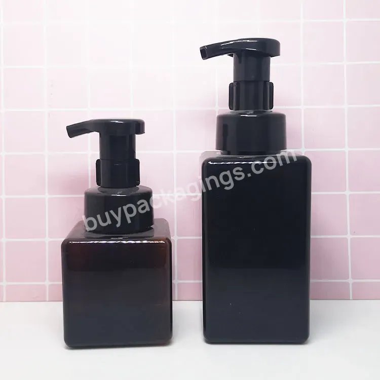 Hand Soap Liquid Pet Plastic 250ml 500ml Square Amber White Pink Green Clear Black Empty Shampoo Foam Pump Bottles