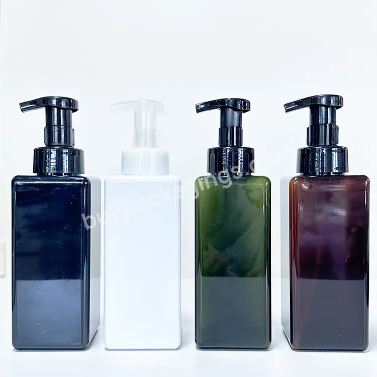 Hand Soap Liquid Petg Plastic 250ml Square Amber White Black Green Clear Blue Empty Foam Pump Bottles