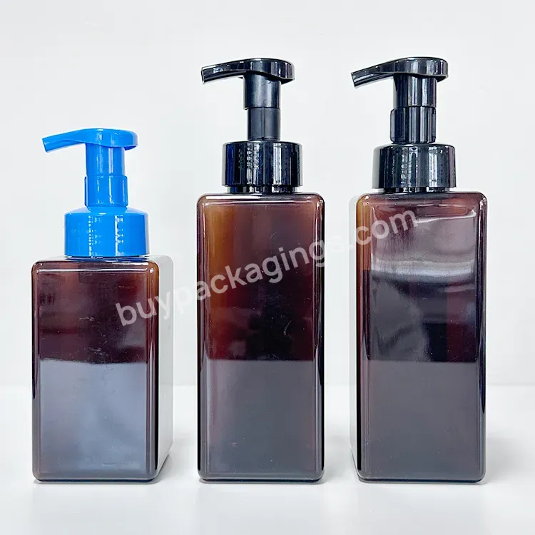 Hand Soap Liquid Petg Plastic 250ml Square Amber White Black Green Clear Blue Empty Foam Pump Bottles