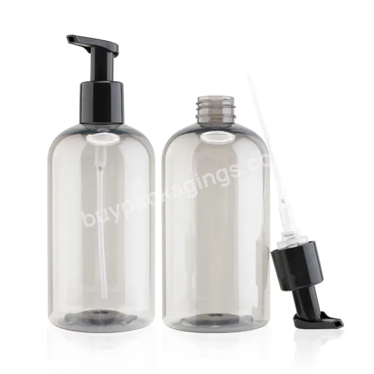 Hand Washing 300ml 400ml 500ml Empty Pet Bottle Grey Plastic Shower Gel Shampoo Bottle With Lotion Pump