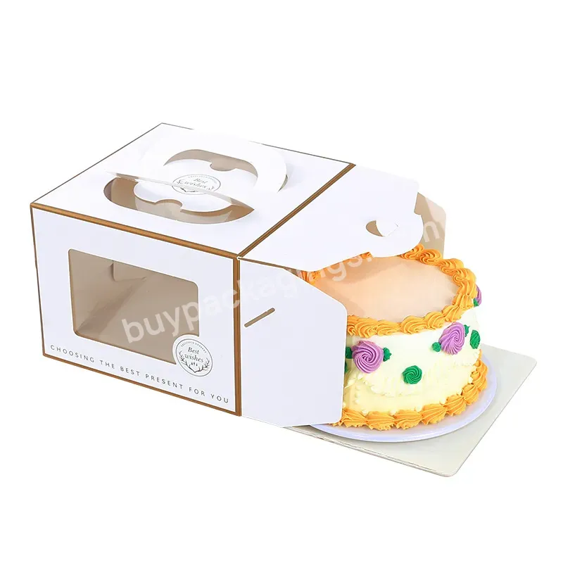 Handle Portable Cupcake Swiss Roll Clear Container Plastic Pet Baking Packaging Gift Paper Box Rectangular Cake Box Transparent