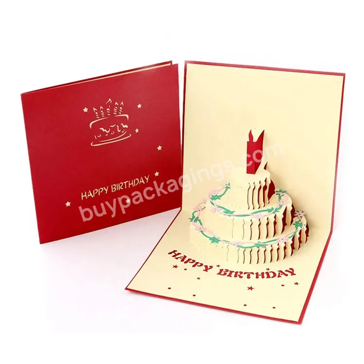 Handmade Happy Anniversary Gift 3d Pop Up Happy Birthday Cake Greeting Cards - Buy Pop Up Cards,3d Pop Up Cards,3d Card.