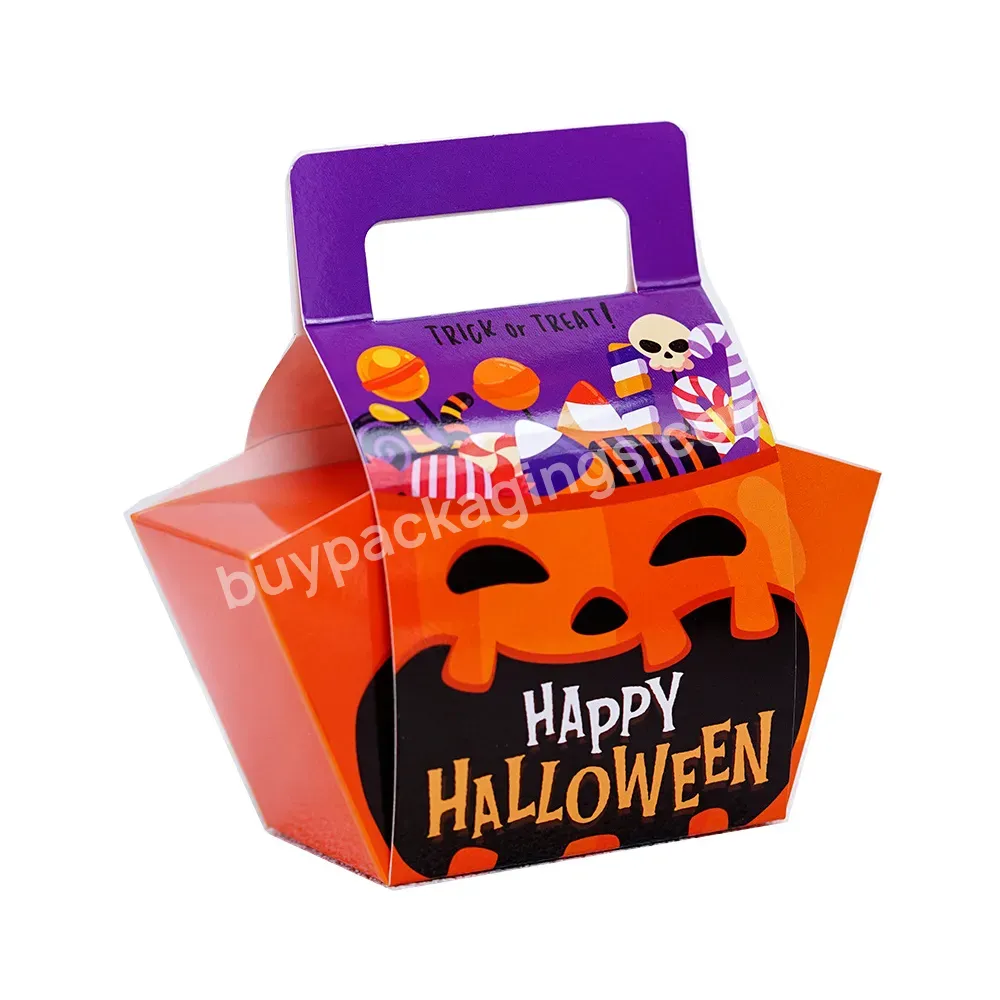 Happy Helloween Party Decor Trick Or Treat Supplies Custom Creative Halloween Pumpkin Carrying Box Cute Candy Box Packaging Box