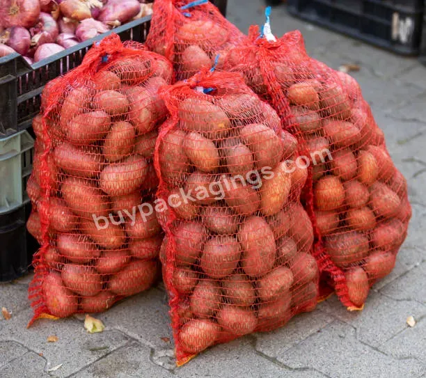 Hdpe 50*80cm 25kg 30kg 50lb Red Onions Potato Orange Fruit Sack Packaging Pe Raschel Mesh Bag