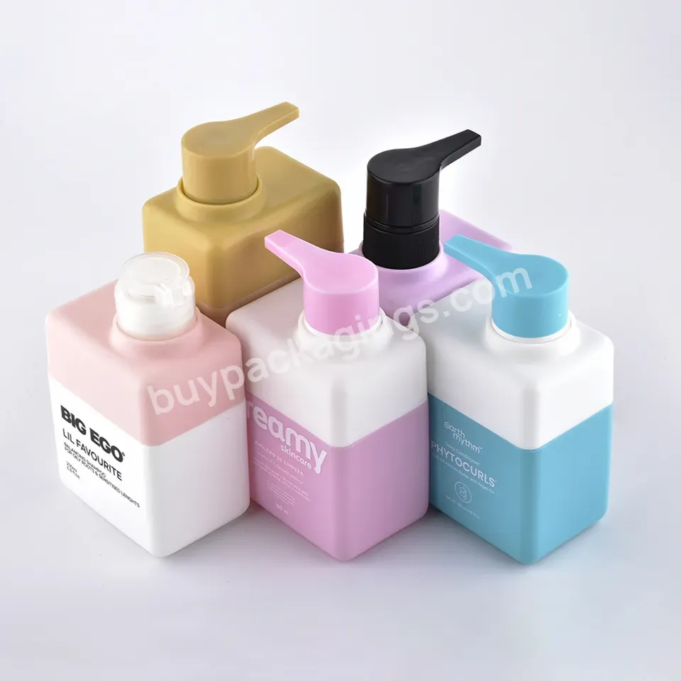 Hdpe Body Butter Hair Cream Conditioner Packaging 200ml Square Lotion Bottle Colorful Empty Plastic Skin Care Pump Sprayer