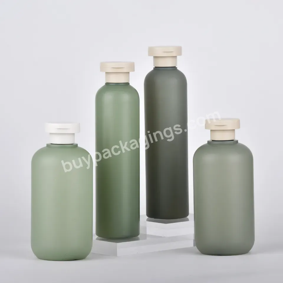 Hdpe Custom 200ml 300ml 500ml Soft Green Soft Touch Plastic Body Wash Shampoo Lotion Bottle With Flip Cap