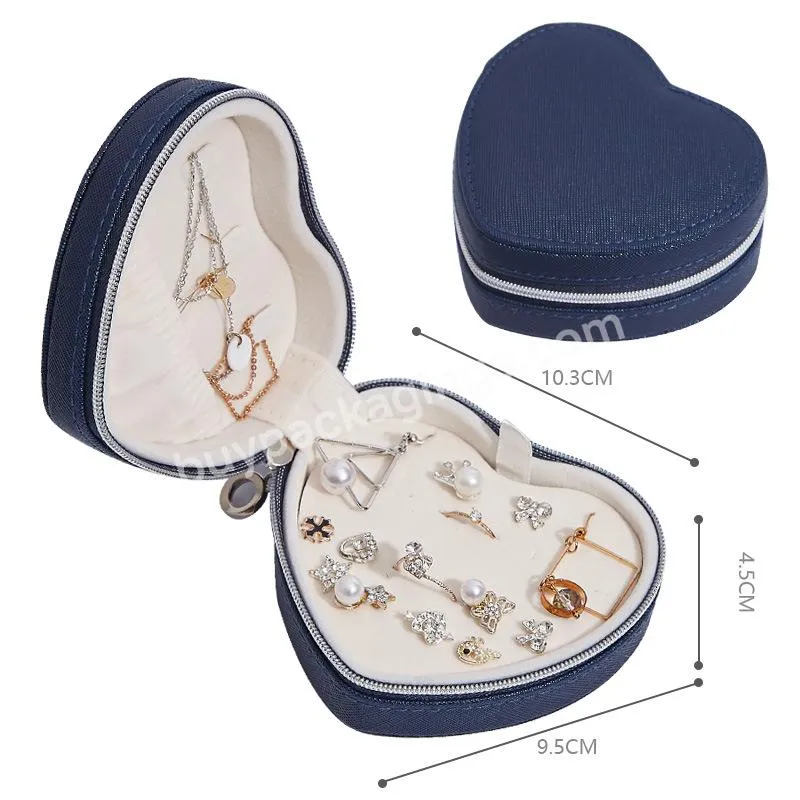 Heart-shaped Jewelry Earrings Bracelet Storage Box Zipper Jewelry Travel Bag