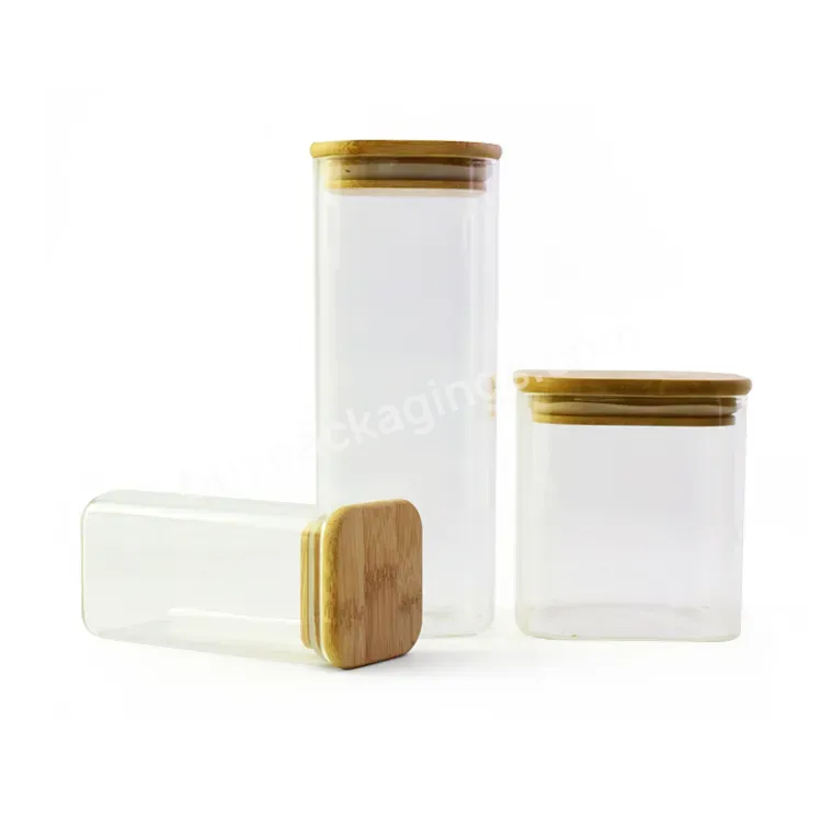 Heat Resistant Empty 6oz Transparent 8 Oz 16oz White Green Seal Ring Space Glass Jars With Bamboo Lids And Bamboo Jars