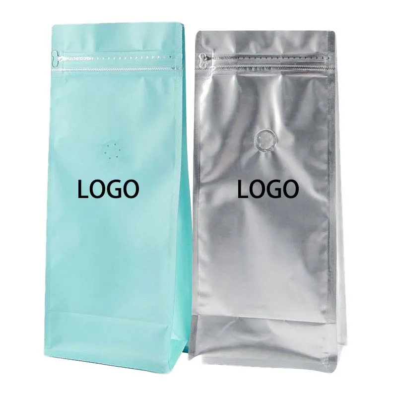 Heat Seal 1Lb 500g Colorful Aluminium Packing Sample Green Custom Printing Bean Coffee Packaging Empty Tea Bags