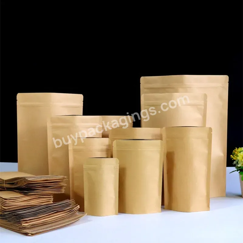 Heat Seal Eco-friendly Kraft Paper Bag Matt Finish Custom Logo Food Packaging Cookies Smell Proof Packing Bag