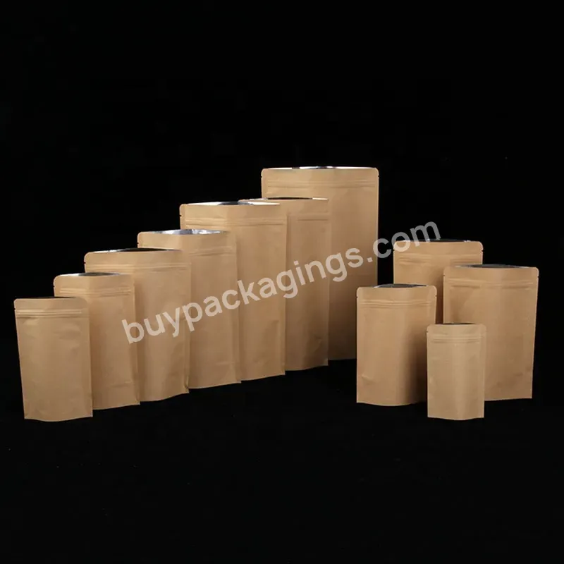 Heat Seal Eco-friendly Kraft Paper Bag Matt Finish Custom Logo Food Packaging Cookies Smell Proof Packing Bag