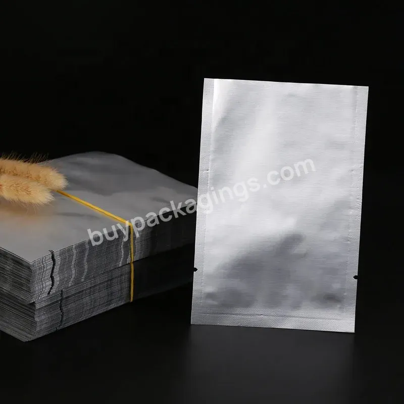 Heat Seal Flat 3 Sides Sealed Silver Open Top Packaging Bags Food Storage Pouch Aluminum Foil Vacuum Bag