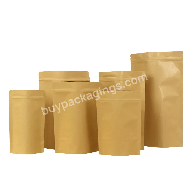Heat Seal Kraft Paper Packaging Ziplock Bag Stand Up Aluminum Foil 18*26+4.5 Food Kraft Paper Bag
